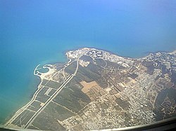 Aerial view of the coastline