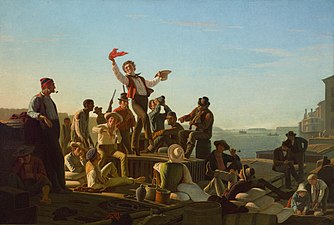Jolly Flatboatmen in Port, 1857, Musée d'art de Saint-Louis, Saint-Louis