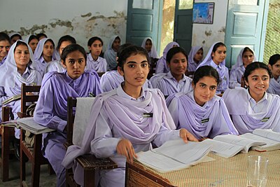 Girls' school in Khyber Pakhtunkhwa, Pakistan, 2015 Girls in school in Khyber Pakhtunkhwa, Pakistan (7295675962).jpg