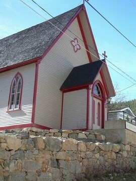 Grace Episcopal Church, built 1870, now overlooks Interstate 70