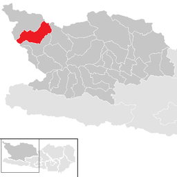 Kommunens läge i distriktet Spittal an der Drau