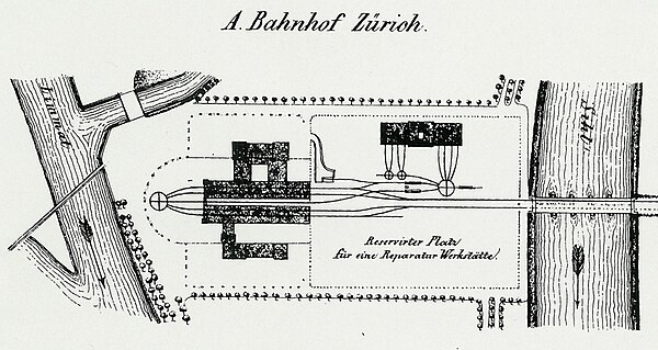 Ground plan of the first station in 1847.