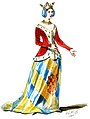 Français : Halévy - La magicienne - maquettes de costumes par Alfred Albert - 06. Comtesse de Poitou. Dames de cour, choeurs