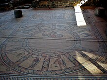 Helios and the Zodiac, Hammath Synagogue, Tiberias, Israel, 5th century. Hamat Tiberias zodiac mosaic.jpg