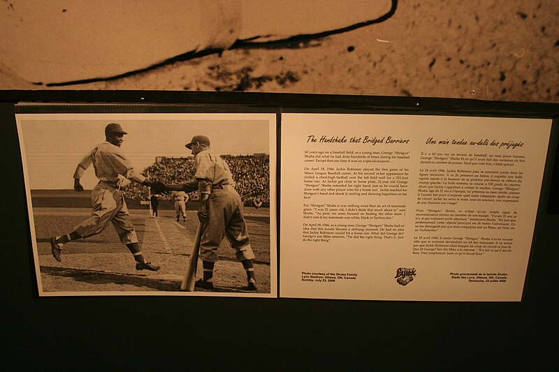 File:Handshake, Montréal Royals 1946, Canadian Baseball Hall of Fame, St. Marys Ontario 2957 (4871302327).jpg