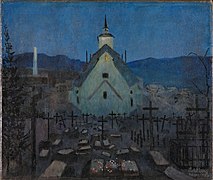 засновано према: Night, the Church at Røros. Sketch for Night 1904 