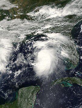 Tropická bouře Helene poblíž Kuby