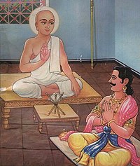 Hemchandra acharya with his disciple Kumarpal Raja. He is regarded as the father of the Gujarati language.