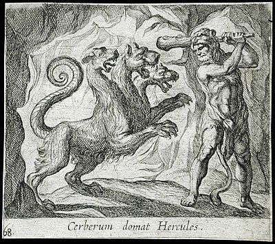 Herkules och Kerberos, Herkules avbildas ofta med en klubba