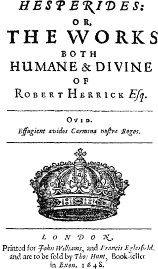 <i>Hesperides</i> (poetry collection) 1648 collection by Robert Herrick