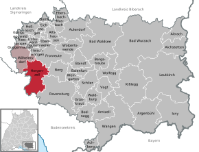 Poziția Horgenzell pe harta districtului Ravensburg
