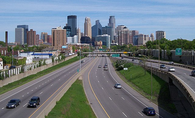 I-35W approaching downtown Minneapolis from the south