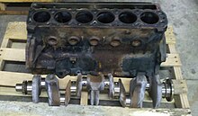 Crankshaft with four main bearings I6crankandblock.jpg