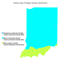 Indiana map of Koppen climate classification. Indiana map of Koppen climate classification.svg