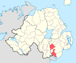 Umístění Iveagh Upper, Upper Half, County Down, Severní Irsko.