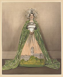 Jessie Deakin Brookes as the state of Victoria including a headpiece modelled on the Yallourn power station transmission tower Jessie Clarke.jpg