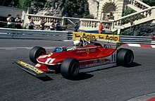 Jody Scheckter driving the 312T4 at the 1979 Monaco Grand Prix, where he took his second win of the season. Jody Scheckter 1979 Monaco.jpg