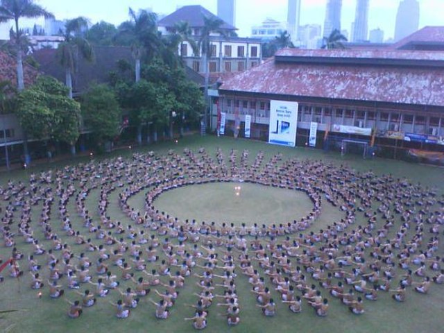 A kecak dance being performed at Kolese Kanisius, Jakarta