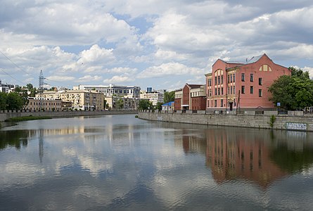 View on Kharkiv River and Kharkivska Embankment from Kharkiv Bridge