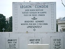 White memorial, in German and Spanish