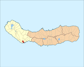 San-Xozening fuqarolik cherkovining Ponta Delgada munitsipaliteti ichida joylashgan joyi