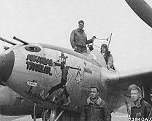 U. S. Air Force's Lockheed P-38 (October 1944) named the 'Arkansas Traveler' at Clastres Airfield, France