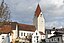 Marienkirche in Lonsee, fotografiert von der Hindenburgstraße in der Nähe des Pfarrhauses.