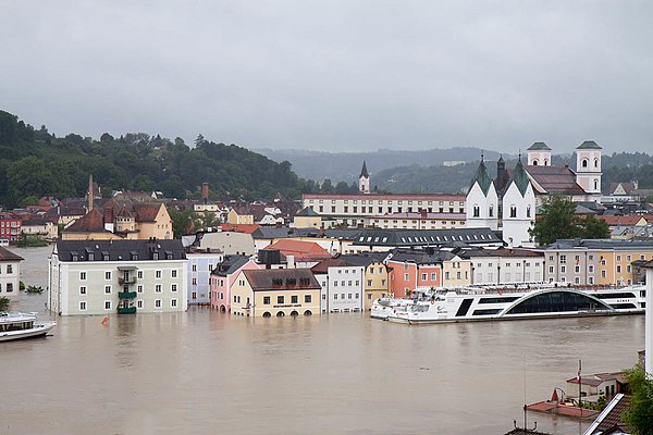 The Old City of Passau during the flood