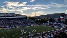 FieldTurf at Mackay Stadium the University of Nevada, Reno at a view from the upper southeast corner during the game vs. New Mexico on October 10, 2015 Mackay 10oct2015.jpg