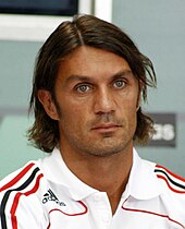 Paolo Maldini had his #3 retired by AC Milan after spending 25 years (his entire professional career) with the club Maldini2008.JPG