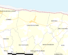 Mapa obce Longues-sur-Mer