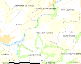 Mapa obce Gensac-sur-Garonne