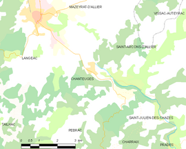 Mapa obce Chanteuges