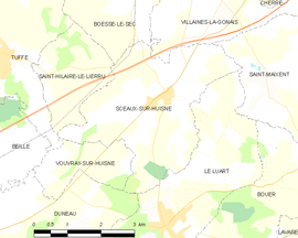 Mapa obce Sceaux-sur-Huisne