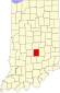 Harta statului Indiana indicând comitatul Johnson