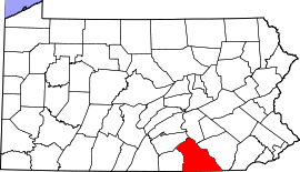 Map of Pennsylvania highlighting York County.svg