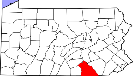 Location of York County in Pennsylvania