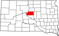 Placering i delstaten South Dakota.