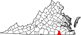 Map of Virginia highlighting Greensville County.svg