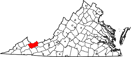 Location of Tazewell County in Virginia