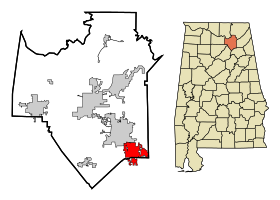 Marshall County Alabama Incorporated and Unincorporated areas Boaz Highlighted.svg