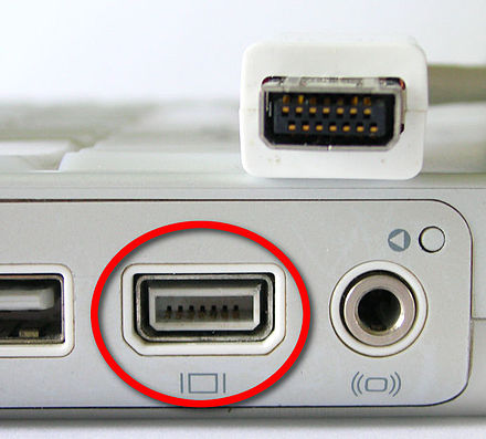 Mini-VGA port on an Apple iBook