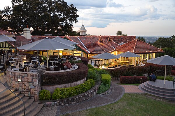 Kuta Cafe (left), and Summit Restaurant (right), at the Mount Coot-tha lookout