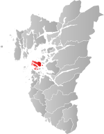 Mapa do condado de Rogaland com Rennesøy em destaque.
