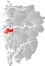 Gulen markert med rødt på fylkeskartet