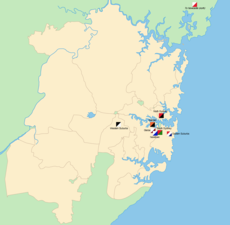 The geographical locations of the teams that contested the 1909 premiership across Sydney. NSWRL 1909.png