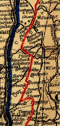 The planned New York, Boston & Montreal Railway route between the New York & Putnam Railroad and the Harlem Extension Railroad NYB&M.jpg