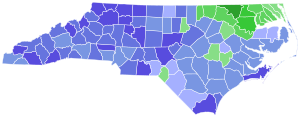 Results by county:
Cunningham
40-50%
50-60%
60-70%
70-80%
Smith
40-50%
50-60%
60-70%
70-80% North Carolina Senate Democratic Primary, 2020.svg