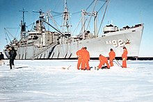 Wyandot mooring at McMurdo Station, Antarctica (Dec 1955) Operation-Deep-Freeze-Wyandot-KA92-6839.jpg