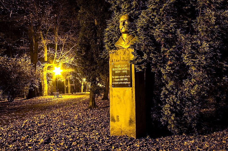 File:Park Miejski nocą.jpg